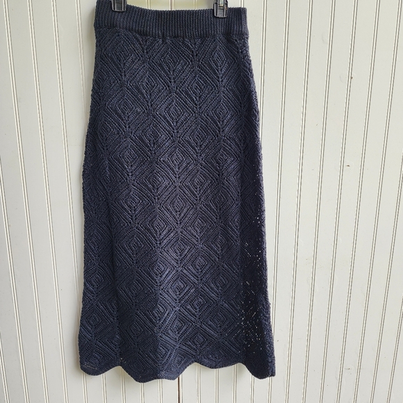 Emma & Posh Women's Knit Crochet Black Midi Skirt Elastic Waist Sz M - Picture 1 of 8